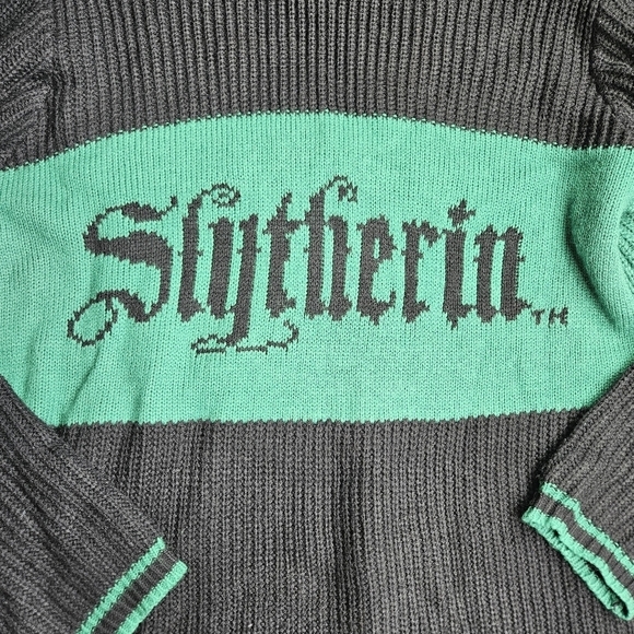 Harry Potter Slytherin Hooded Sweater Black Green Adult Medium - Picture 8 of 9